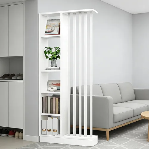 Miniatura 14 de Divisor de pared de habitación con estantes, pantalla de división de entrada de piso a techo, divisor de habitación independiente con estante