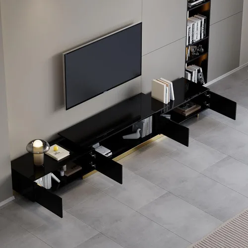 Miniatura 6 de Homary - Soporte extensible para sala de estar, consola multimedia para televisores de 65 a 85 pulgadas (negro)