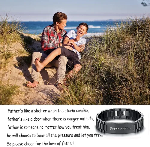 Miniatura 5 de Fathers Day Bracelet for Dad,To My Dad Bracelet,Masculine Watch Band Stainless Steel Link Bracelet Dad Birthday Bracelet for Men From Daughter Son