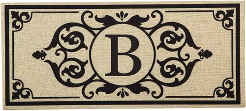Miniatura 5 de Evergreen Flag Cambridge Monogram Letra A Burlap Sassafras Switch Mat 22" x 10