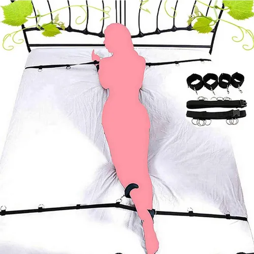Miniatura 4 de Correas de muñeca y tobillo para adultos para juegos de cama de amarre para parejas, juego de restricciones de cama de tamaño Queen, esparcidores