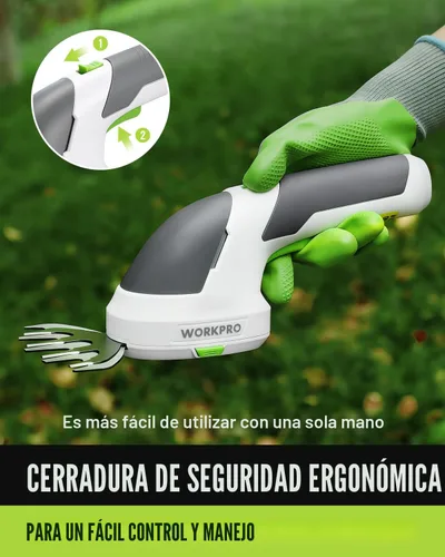 Miniatura 4 de WORKPRO - Cizalla manual 2 en 1 para césped, setos y arbustos, inalámbrica, de 7.2 V, cizalla eléctrica con batería de litio recargable, incluye