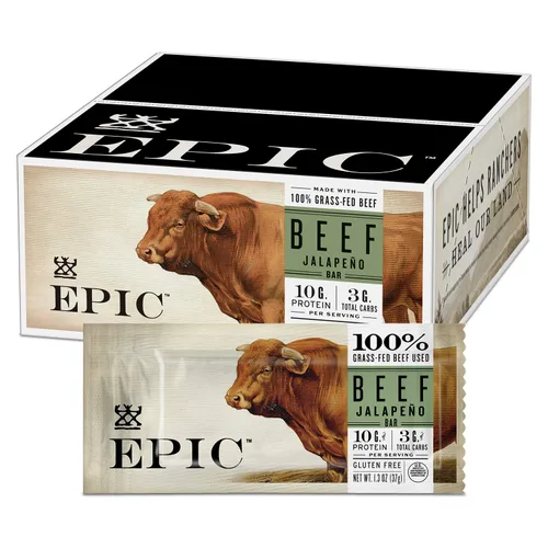 Miniatura 14 de Barritas EPIC de tocino de bisonte y arándanos rojos, alimentadas con hierba, 12 unidades en caja, barritas de 1.3oz