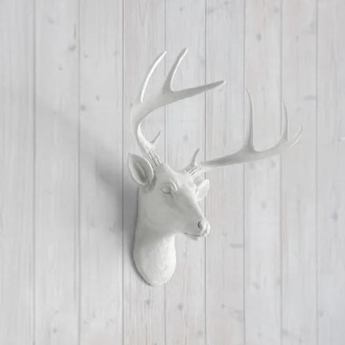 Miniatura 2 de Cabeza de ciervo de Wall Charmers. Busto de cabeza falsa. Animal metálico de resina, falso. Taxidermia decorativa. Decoración de ciervo