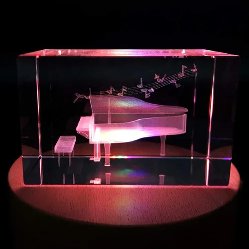 Miniatura 3 de Piano pisapapapeles 3D grabado con láser en cubo de cristal para graduación, Navidad, cumpleaños, día de San Valentín