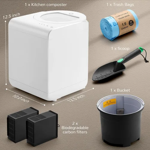 Miniatura 9 de Airthereal Revive R500-V Compostador eléctrico de cocina con cubierta visual, SHARKSDEN® Tri-Blade mejorado, convierte los residuos de alimentos