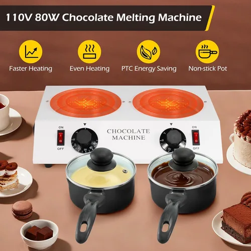 Miniatura 3 de Dyna-Living Olla para Derretir Chocolate Máquina Templadora de Chocolate Dual para Derretir Chocolate, Máquina para Derretir Chocolate de 80W Olla