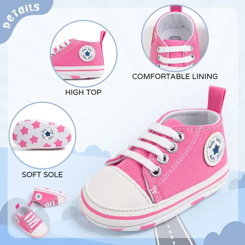 Miniatura 21 de KIDSUN zapatos deportivos altos hasta el tobillo para bebés, niños y niñas con suela antideslizante, suaves, para recién nacidos, zapatos
