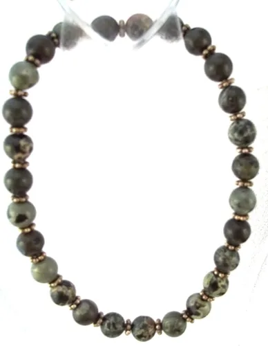 Miniatura 3 de 7 Inch Cameo Jasper with Sterling Silver Spacers Stretch Bracelet