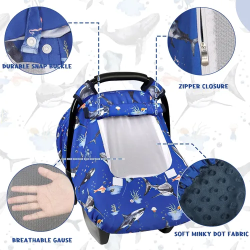 Miniatura 2 de Funda para asiento de auto Pea Pod para bebé, capota para asiento de auto infantil para recién nacidos con 2 capas de ventanas de tela de malla