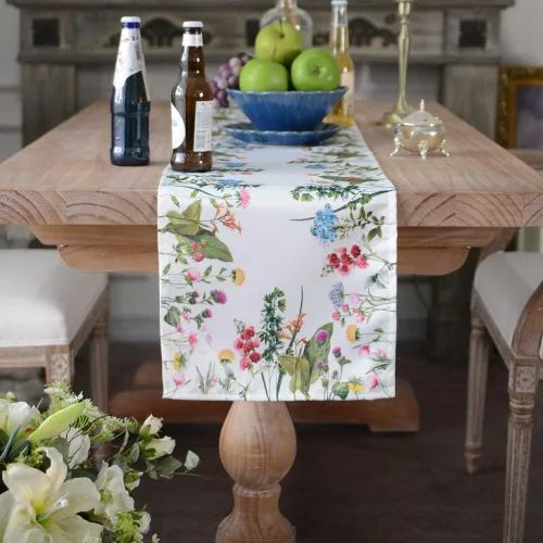 Miniatura 10 de ARTABLE Mantel Rectangular de Primavera con Estampado de Flores, Hierba y Patrones Florales Vintage, Mantel para Mesa de Pascua, Camino de Mesa