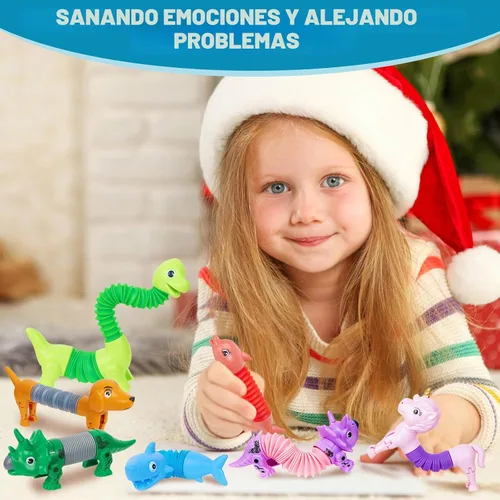 Miniatura 5 de Tubos Pop de Animales Juguetes Fidget 10PCS, Juguetes Sensoriales para Autismo y Alivio del Estrés, Juguetes de Viaje para Coche y Avión, Rellenos