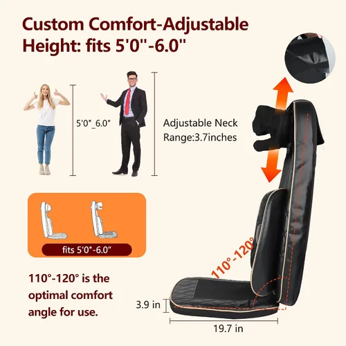 Miniatura 5 de Masajeador de cuello y espalda con calor – Shiatsu masajeador de espalda completa para caminar con amasado profundo y cojín de asiento vibración
