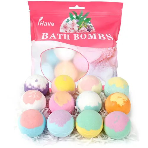 Miniatura 7 de iHave Bombas de baño para niños y mujeres, juego de 12 bombas de baño naturales hechas a mano, bombas de baño de burbujas, perfectos regalos