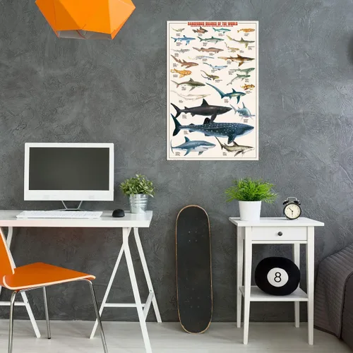 Miniatura 3 de EuroGraphics Póster de tiburones peligrosos, 36 x 24 pulgadas, color beige