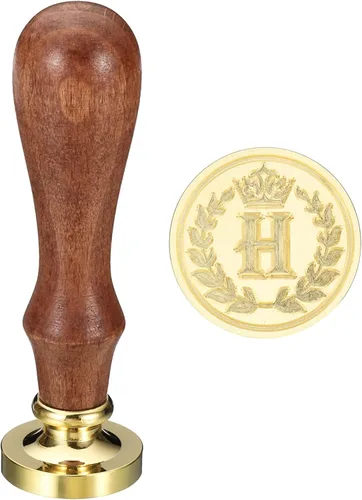 Miniatura 22 de PATIKIL Sello de cera del alfabeto I, sello de cera de sellado de letra inicial, clásico retro, cabeza de latón extraíble, mango de madera