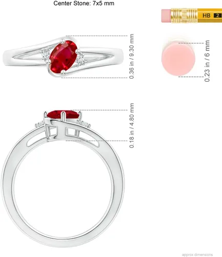 Miniatura 5 de Angara Natural Ruby and Diamond Split Shank Ring for Women for Wedding, Anniversary, Engagement in 925 Silver 14K Solid GoldPlatinum 950 - July