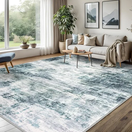 Miniatura 179 de IOHOUZE Alfombra pequeña abstracta de 2 x 3 pies, alfombra de entrada lavable para entrada interior, alfombras con respaldo de goma, alfombra gris