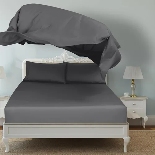 Miniatura 8 de Royale Linens Sábana Plana King – Sábanas Planas de Microfibra Cepillada Ultra Suave 1800 Solamente – Sin Arrugas y Resistente a las Manchas – Gris