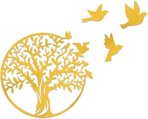 Miniatura 8 de 40cm Metal Tree of Life Wall Art - 3 Flying Birds Wall Sculpture - Indoor and Outdoor Home Bedroom Decorations, Modern Round Wall Decor,Black