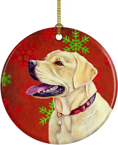 Miniatura 28 de Caroline's Treasures Bulldog English - Copos de nieve rojos y verdes, adorno de cerámica de Navidad, decoración colgante para el hogar, Navidad