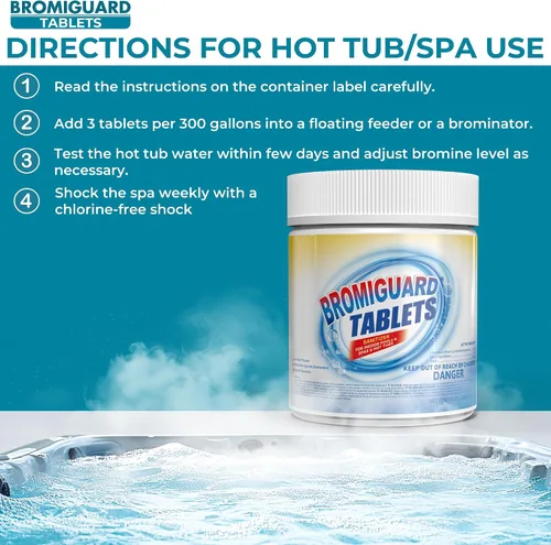 Miniatura 6 de Tabletas de bromo de 1 pulgada y 1.2 libras para bañera de hidromasaje de spa, desinfectante químico bromante para spas, jacuzzis o piscinas