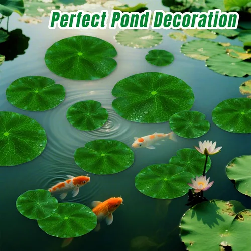 Miniatura 5 de RAINFLOW 18 almohadillas de lirio para estanques, plantas artificiales de estanque, flores flotantes para piscina, plantas de acuario, flor de loto