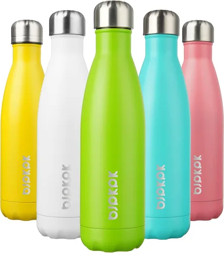 Miniatura 47 de BJPKPK Botellas de agua de acero inoxidable con aislamiento de 17 onzas, mantiene el frío y el calor, brillante oro rosa Oro rosa brillante
