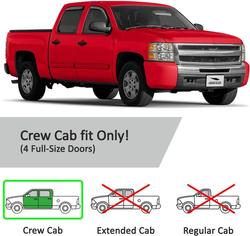 Miniatura 5 de Voron Glass 220002 - Protectores contra la lluvia extra duraderos en el canal para camionetas Chevrolet (Chevy) Silverado/GMC Sierra 2007-2013 Crew