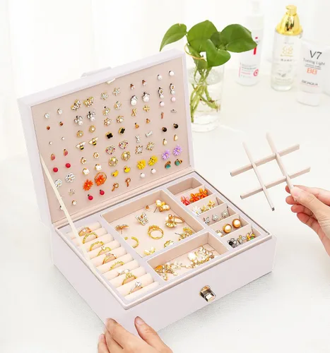 Miniatura 4 de Joyero para aretes para niñas, collares, anillos, caja organizadora de aretes para niñas, caja organizadora de aretes, caja organizadora de joyas