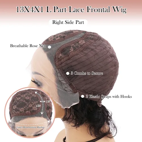 Miniatura 8 de WIGER Pelucas cortas con encaje frontal de cabello humano para mujeres, peluca corta rizada estilo Bob, peluca Pixie de encaje frontal negra, peluca
