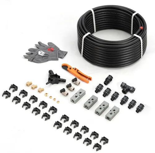 Miniatura 14 de Shop Air Line Kit de 3/4 pulgadas x 200 pies, kit de manguera de tubo de compresor de aire de aluminio HDPE para garaje con bloque de pliegue Negro