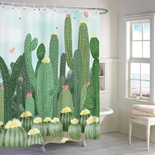 Miniatura 20 de Renaiss Cortina de ducha japonesa con flores de cerezo de 60 x 72 pulgadas, árboles de flores de ciruelo rojo, ramas de estilo chino, arte