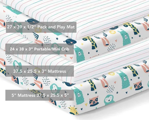 Miniatura 4 de Sábanas bajeras 100% de algodón orgánico perfectamente compatibles con Graco Pack n Play, Babyletto, Pamo Babe, Hiccapop, Dream on Me, Evenflo, Baby