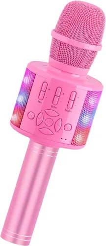 Miniatura 8 de Amazmic Máquina de Micrófono de Karaoke para Niños, Micrófono Bluetooth Portátil, Micrófono de Karaoke Inalámbrico de Mano con Luces LED, Regalo