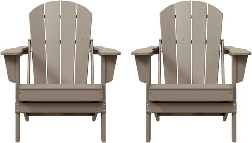 Miniatura 50 de HDPE Laguna Silla Adirondack plegable de polietileno (juego de 2), teca