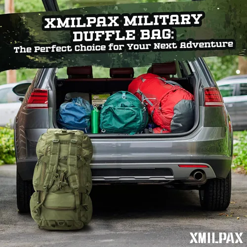 Miniatura 16 de Bolsa de lona militar grande de 100 L, bolsa de lona para despliegue, equipo deportivo, bolsa de equipaje de viaje con correas desmontables para AT