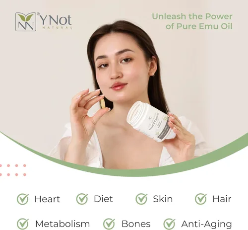 Miniatura 2 de Y-Not Natural - Cápsulas de aceite de emú - Suplemento de apoyo para el corazón, el cabello, el metabolismo y las articulaciones - Aceite de emú