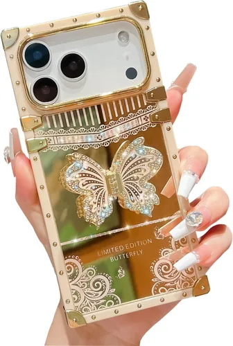 Miniatura 17 de Compatible con Funda Samsung Galaxy S22 Ultra, Diseño de Mariposa Brillante de Lujo con Soporte Plegable Kickstand para Mujeres y Niñas, Funda Rosa