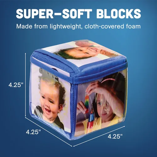 Miniatura 6 de Constructive Playthings - Juguetes apilables personalizables con bolsillos transparentes para niños de 12 meses+, bloques de construcción de espuma