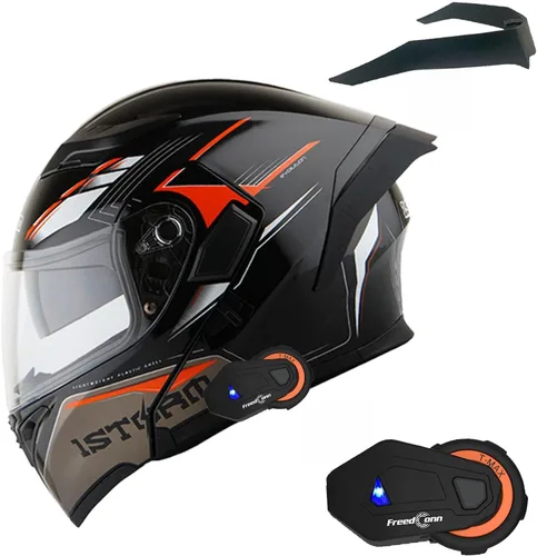 Miniatura 21 de 1Storm Casco modular de cara completa para motocicleta con doble visera abatible, protector solar: HB89