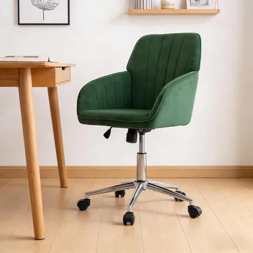 Miniatura 18 de Sillas de escritorio de oficina en casa, cómoda silla de computadora de terciopelo con asiento de respaldo, 300 libras de altura ajustable silla