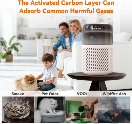 Miniatura 5 de Purificador de aire AIRROMI HEPA para dormitorio y hogar, purificador de aire para mascotas del hogar, elimina el olor a mascotas, olor a arena