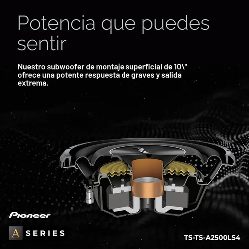 Miniatura 3 de PIONEER Serie A TS-A2500LS4 Subwoofer de 10” – 1200W Máx, Diseño de Montaje Superficial, Bajo Profundo en Espacios Reducidos