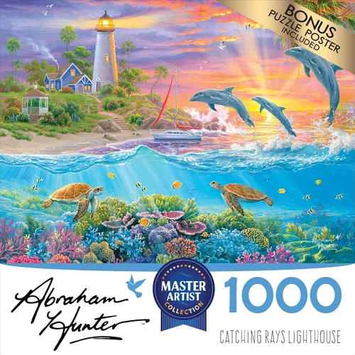 Miniatura 2 de RoseArt - Abraham Hunter - Catching Rays Lighthouse - Rompecabezas de 1000 piezas para adultos
