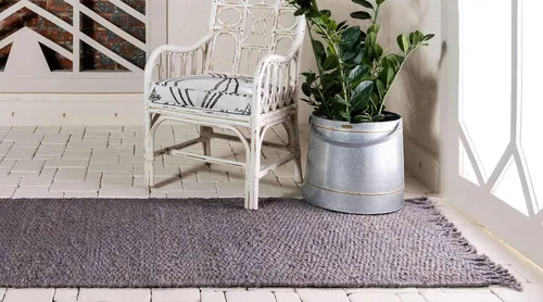 Miniatura 3 de Unique Loom Chunky Jute Collection - Alfombra de área sólida, transitoria, bohemia, 2 pies 6 pulgadas x 6 pies 0 pulgadas, gris