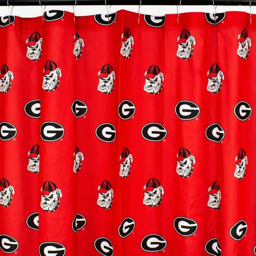 College Covers Everything Comfy Georgia Bulldogs - Cortina de ducha brillante y colorida de 70 x 72 pulgadas