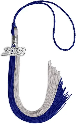 Miniatura 150 de Endea Graduation Borla de doble color con gota de fecha plateada (negro/oro antiguo, 2025)