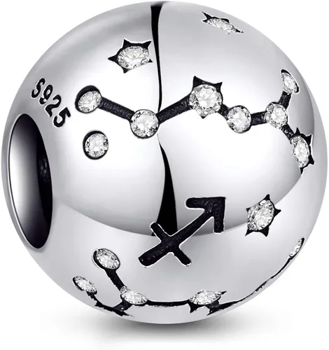 NINGAN Abalorios de cumpleaños con el signo del zodiaco, dijes de plata de ley 925, se adaptan a pulseras y collares de mujer, regalos de cumpleaños