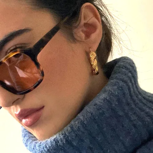 Miniatura 80 de Aretes de aro gruesos de oro para mujer, chapados en oro de 14 quilates, aretes de aro triple, hipoalergénicos, a la moda, aretes de aro gruesos